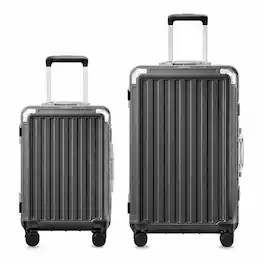 LUGGEX - 2 Piece Sets 20" Carry on Luggage and 28" Checked Luggage, Aluminum Frame Zipperless PC Suitcase 8010S - ZX-Core - Black