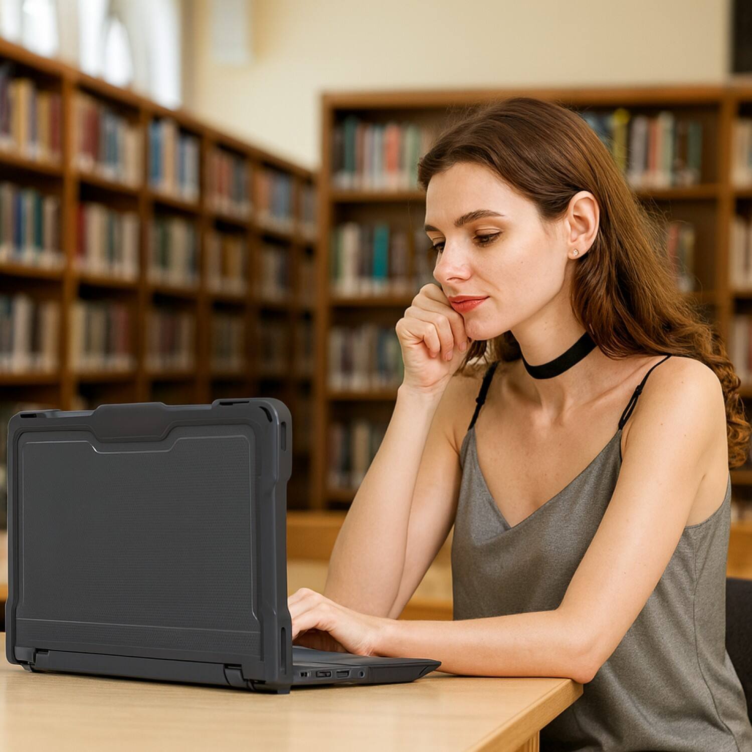 Alt View 3. SaharaCase - Lenovo 300E, 300W, 500W, 500E Chromebook 11.6-inch Case | Ultra Shield Design | Anti-Shock Corners | Venture Series - Clear/Black.