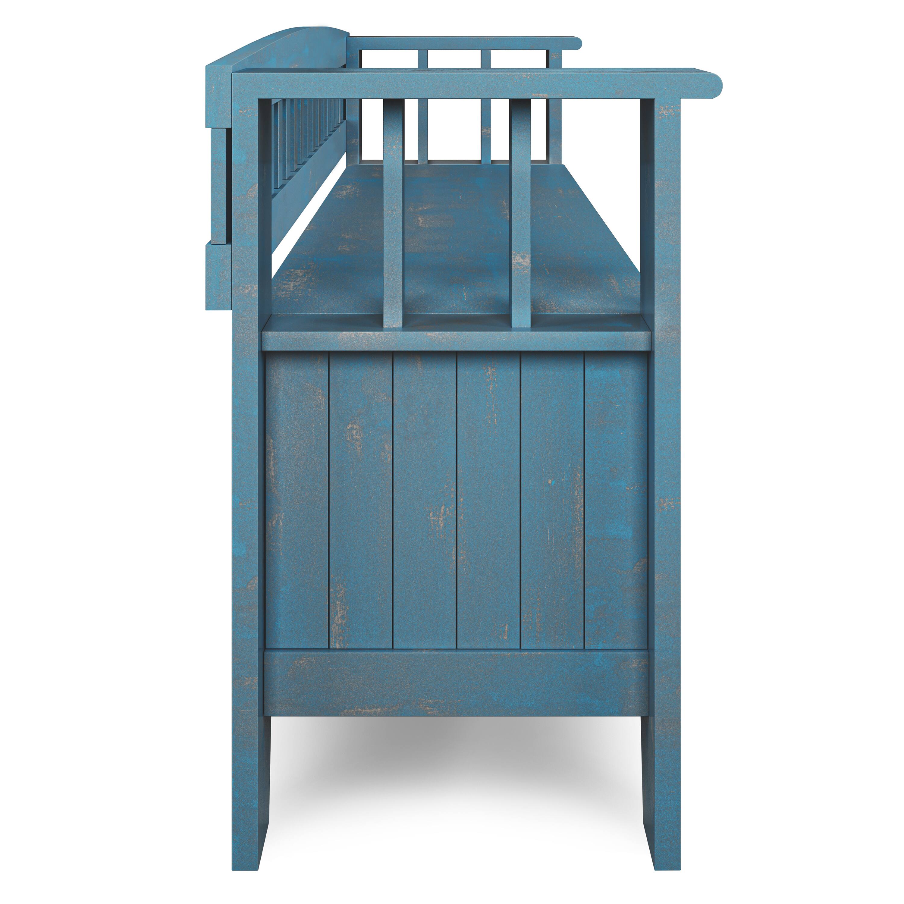 Alt View 2. Simpli Home - Acadian SOLID WOOD 48 inch Wide Transitional Entryway Storage Bench in Distressed Coastal Blue - Distressed Coastal Blue.