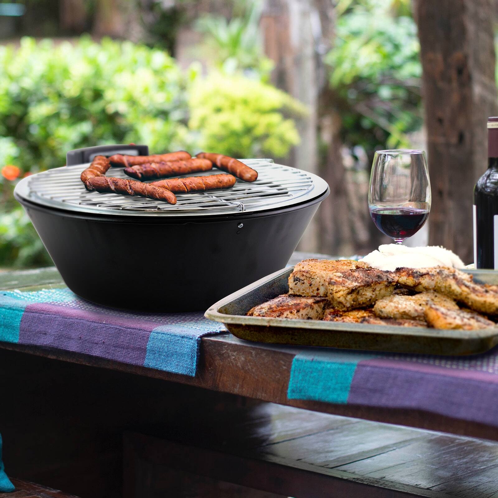 Alt View 3. Better Chef - Better Chef Indoor Outdoor 14 in Tabletop Electric Barbecue Grill - Black.