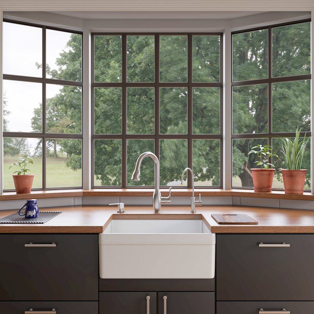 Alt View 2. Alfi - ALFI brand White 26 Decorative Lip Apron Single Bowl Fireclay Farmhouse Kitchen Sink - White.