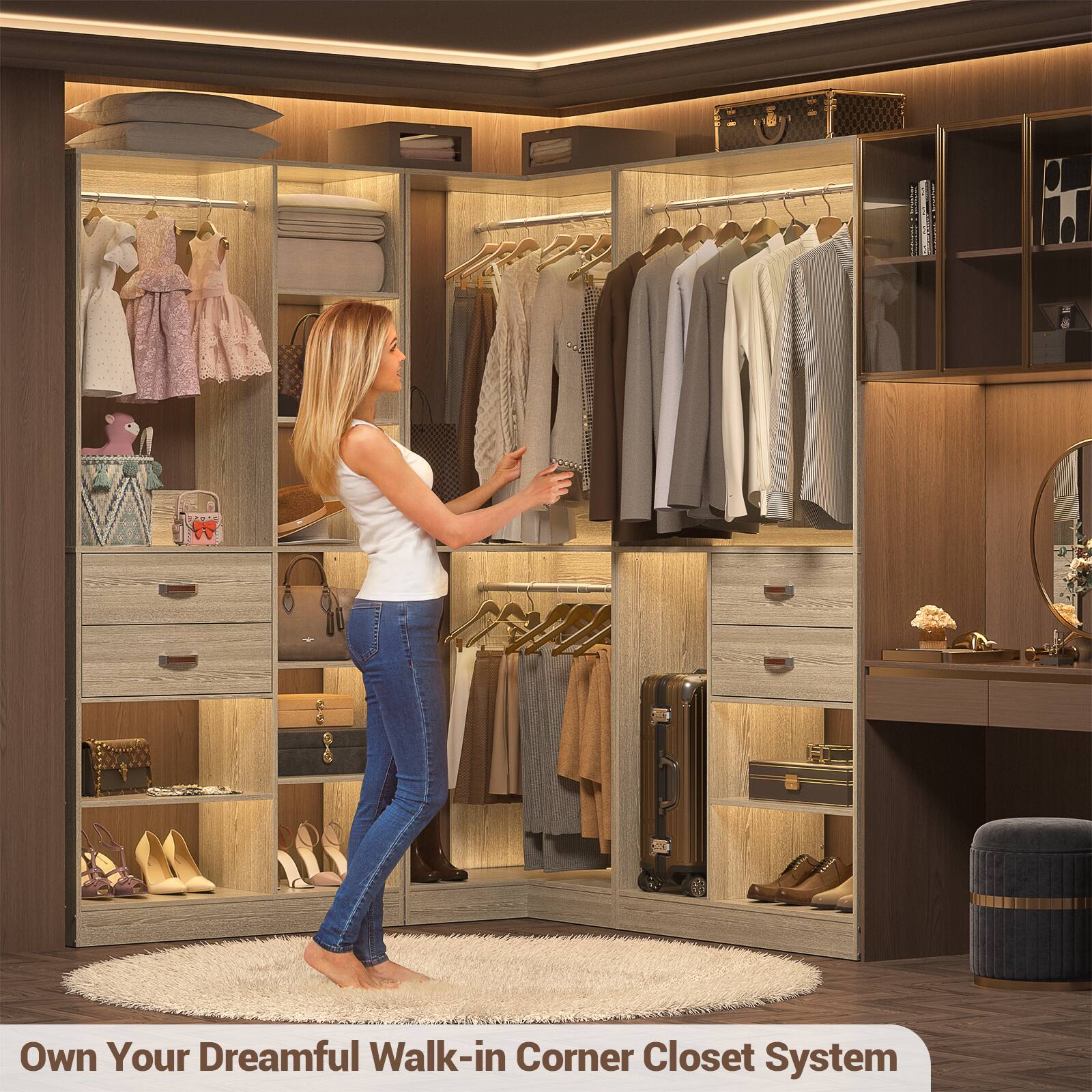 Own Your Dreamful Walk-in Corner Closet System
