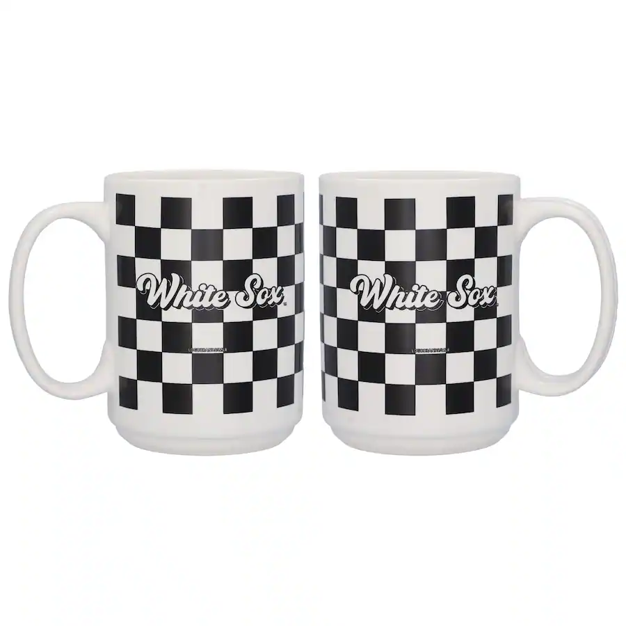 Logo Brands Chicago White Sox 2 Pack 15oz Checkered Wordmark Mug Set logo-brands-chicago-white-sox-2-pack-15oz-checkered-wordmark-mug-set