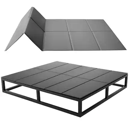 Front. VEVOR - Bunkie Board, Cal King Size 72.4 x 83.8 in, Foldable Bed Board Under Mattress with Hook-and-Loop Straps, PP Core - Gray.
