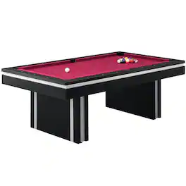 Elements - Ajax Billiard Table with Balls - Black Finish with Burgundy Playfield - Black/Burgundy