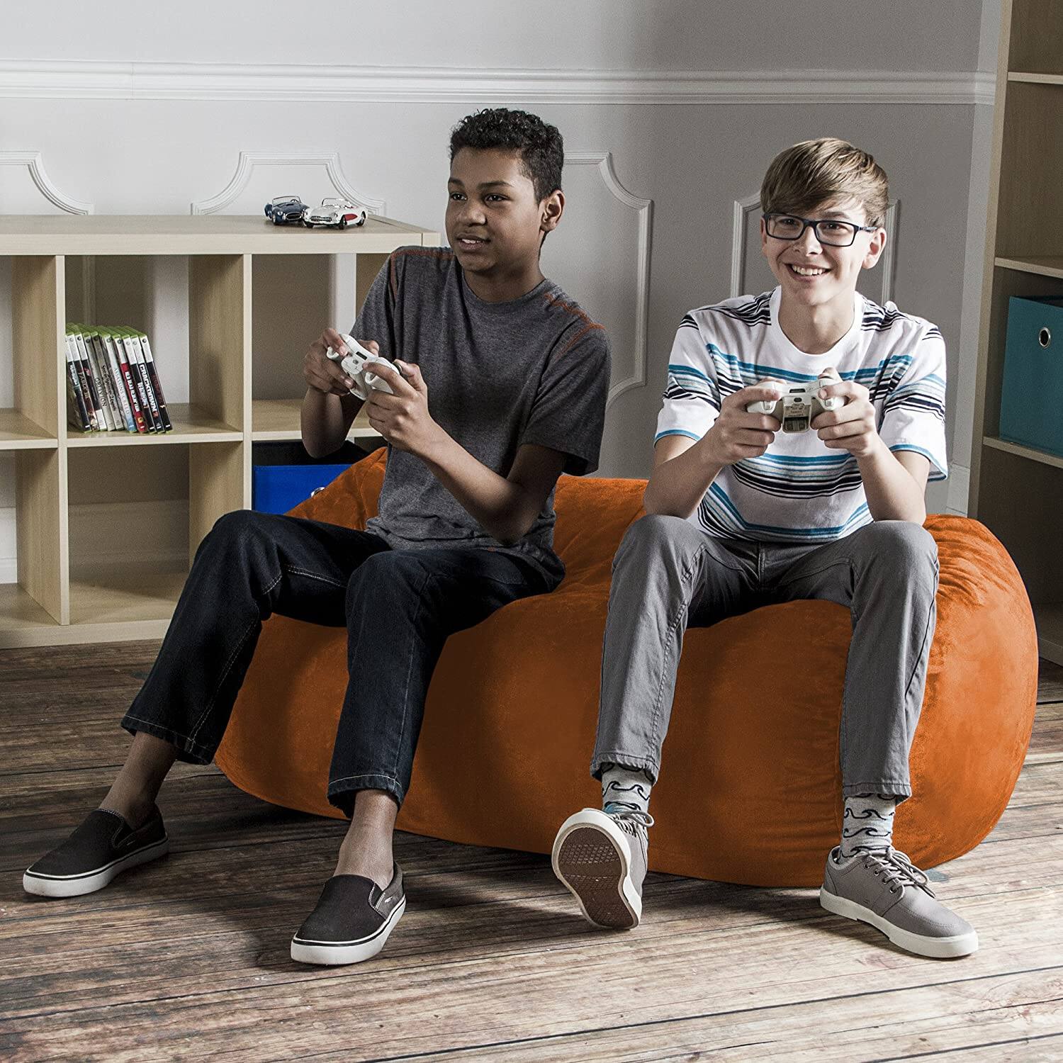 Alt View 1. Jaxx - Jaxx Sofa Saxx 4-foot Bean Bag Lounger, Mandarin - Mandarin.