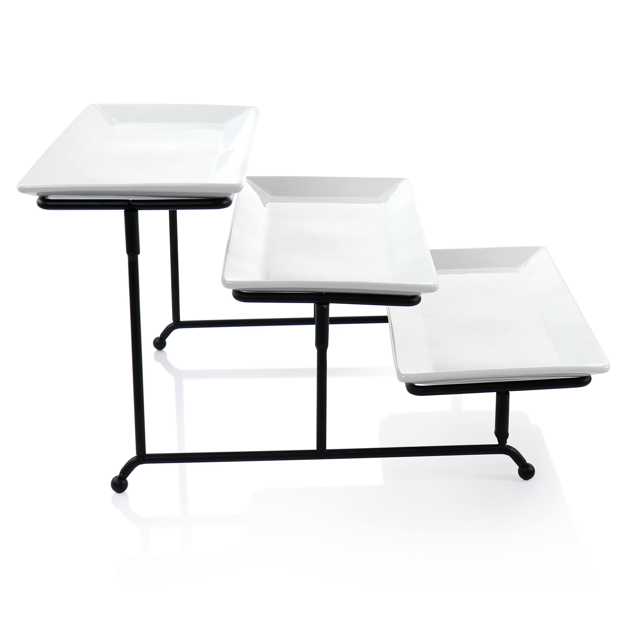 Alt View 3. Elama - Elama 3 Tier Rectangular Plate Porcelain Serveware Set - White.