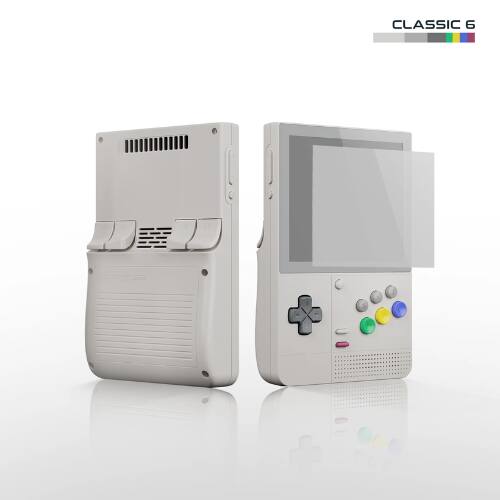 Front. Retroid Pocket - Classic 3.92" Touchscreen Retro Handheld Game Console, Includes Screen Protector - Classic 6 Button.