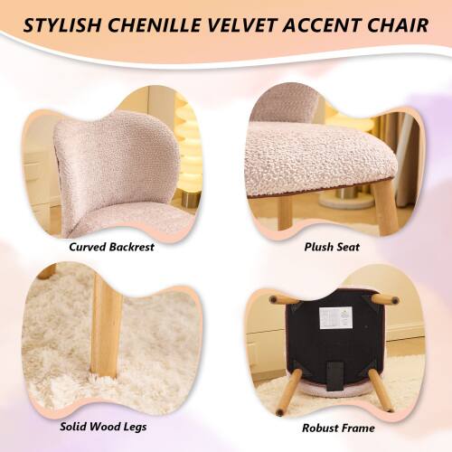 STYLISH CHENILLE VELVET ACCENT CHAIR

- Curved Backrest
- Plush Seat
- Solid Wood Legs
- Robust Frame