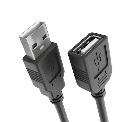 Front. Cmple.com - USB Extension Cable USB-A 2.0 Male to Female 10ft Black 480Mbps High-Speed Extender - Black.