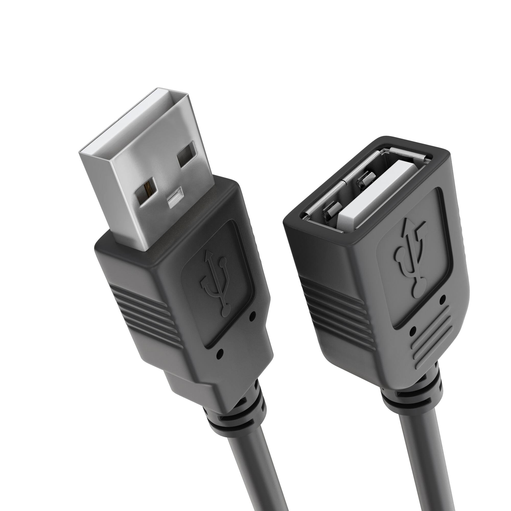 Front. Cmple.com - USB Extension Cable USB-A 2.0 Male to Female 10ft Black 480Mbps High-Speed Extender - Black.