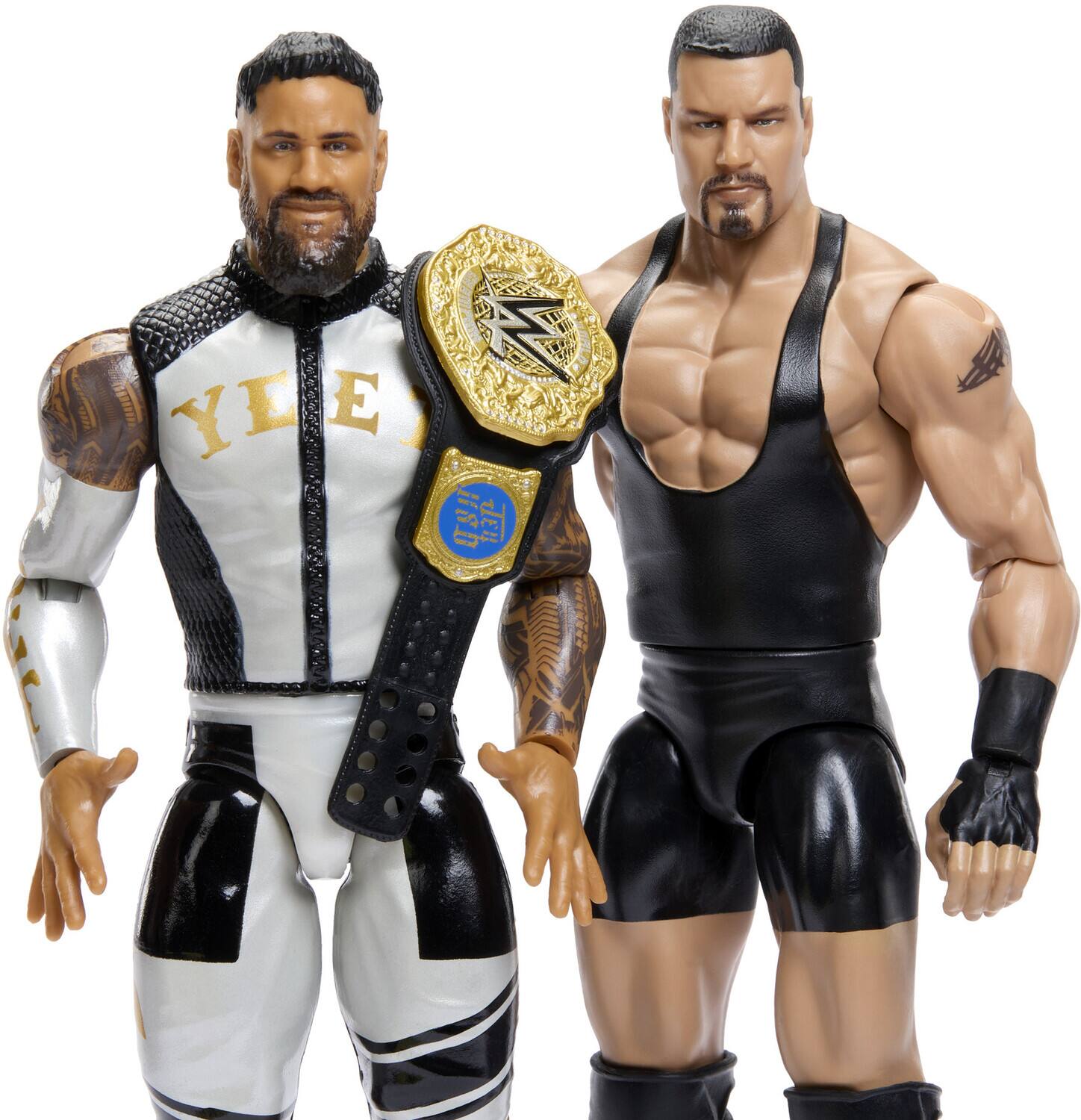 Alt View 3. Mattel - Mattel Collectible - WWE Main Event: Showdown Jey Uso vs Bron Breakker Action Figure 2-Pack   - COLLECTIBLES - Multicolor.
