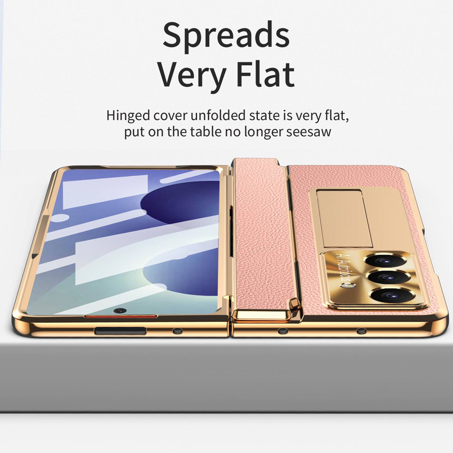 Spreads Very Flat  
Hinged cover unfolded state is very flat, put on the table no longer seesaw