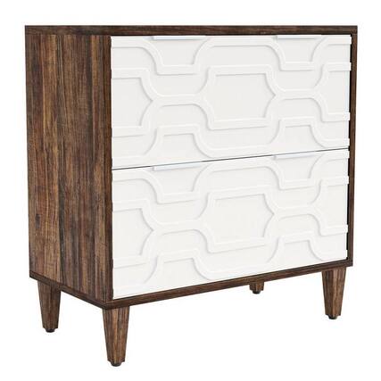 Front. SlickBlue - Modern Wood Cabinet – 2-Drawer Filing and Printer Stand Storage - Brown.