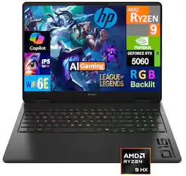 HP - OMEN BP1Q1UA#ABA Gaming Laptop, Ryzen 9 8940HX, 32GB, 1TB SSD, 16.0 (1920x1200), RTX 5060, Win 11 Pro - Shadow Black