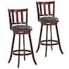 Front. Costway - Costway Set of 2 29.5" Swivel Bar stool Leather Padded Dining Kitchen Pub Bistro Chair High Back - Nut-brown.