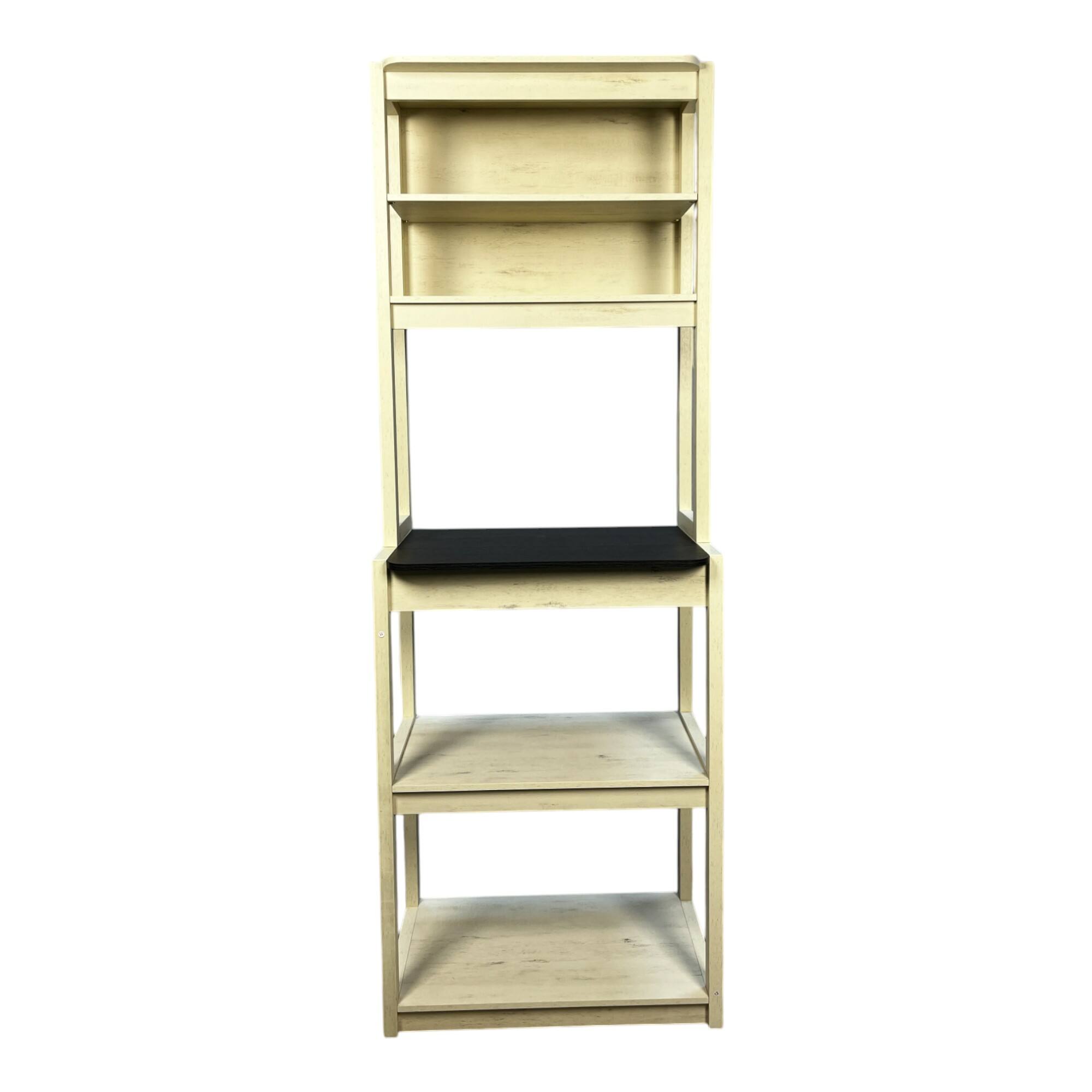 Angle. ELEMENT ACE - 23.62" 5-Tier Bakers Rack for Kitchen with Storage, Coffee Bar, Kitchen Shelves, Microwave Stand - White+Black.