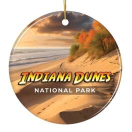 OrnamentallyYou - Indiana Dunes National Park Retro Style Ornament Indiana USA Tourist Attraction and Gift - Multi-colored