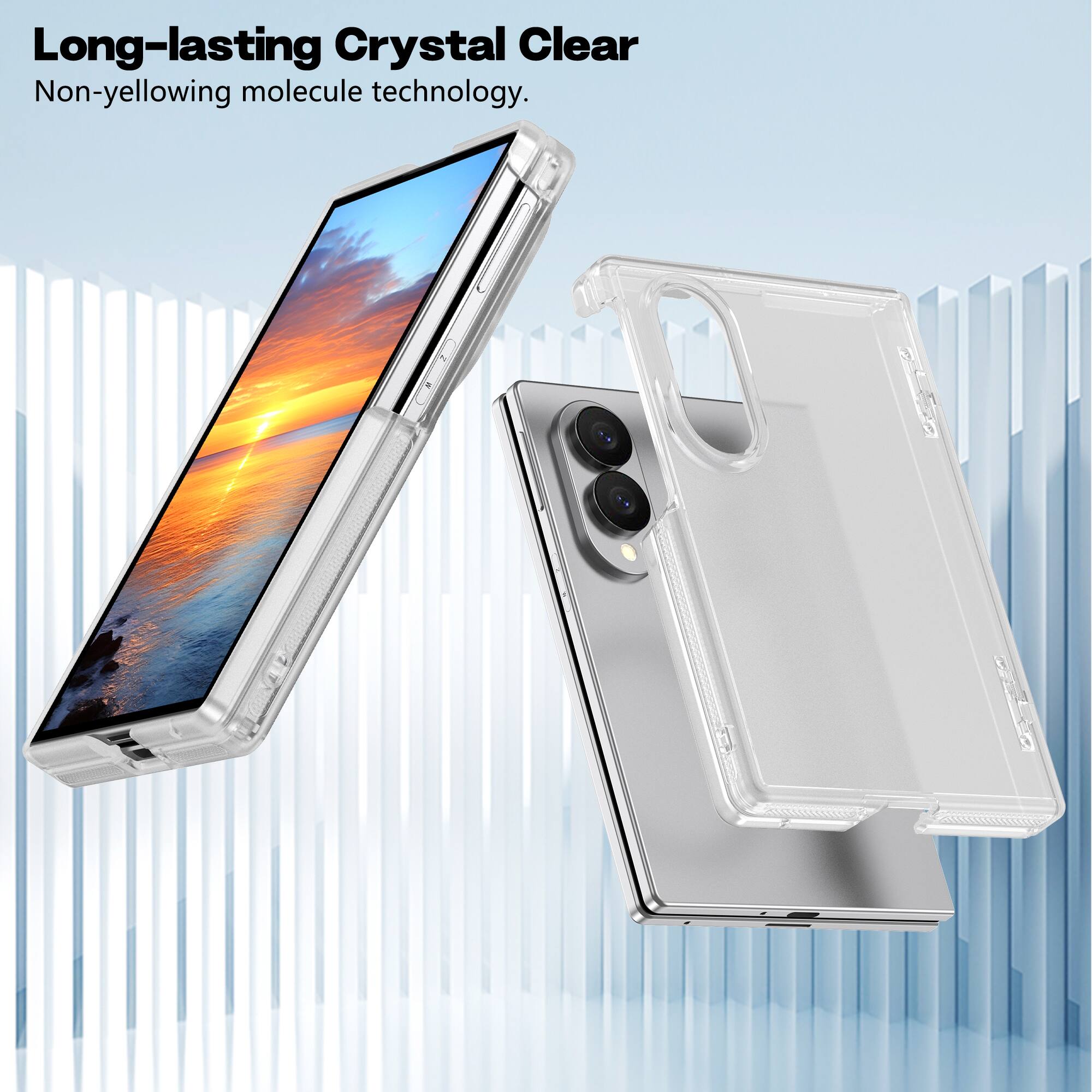 Long-lasting Crystal Clear  
Non-yellowing molecule technology.
