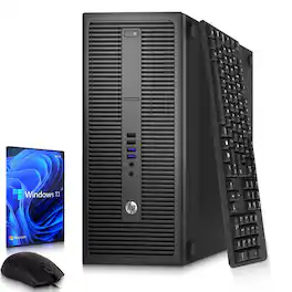 HP - Refurbished Excellent - 800 G2 Tower Computer Desktop PC | Intel Core i7-6th 3.4GHz | 8GB RAM | 128GB SSD + 1TB HDD | KB & Mouse | Wi-Fi | Win11 - Black