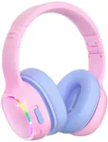 Tronsmart - Active Noise Cancelling Wireless Headphones with 74/85/93dB Safe Volume, LED Lights, 70H Playtime Over-Ear ANC Headsets - Pink - Front_Zoom