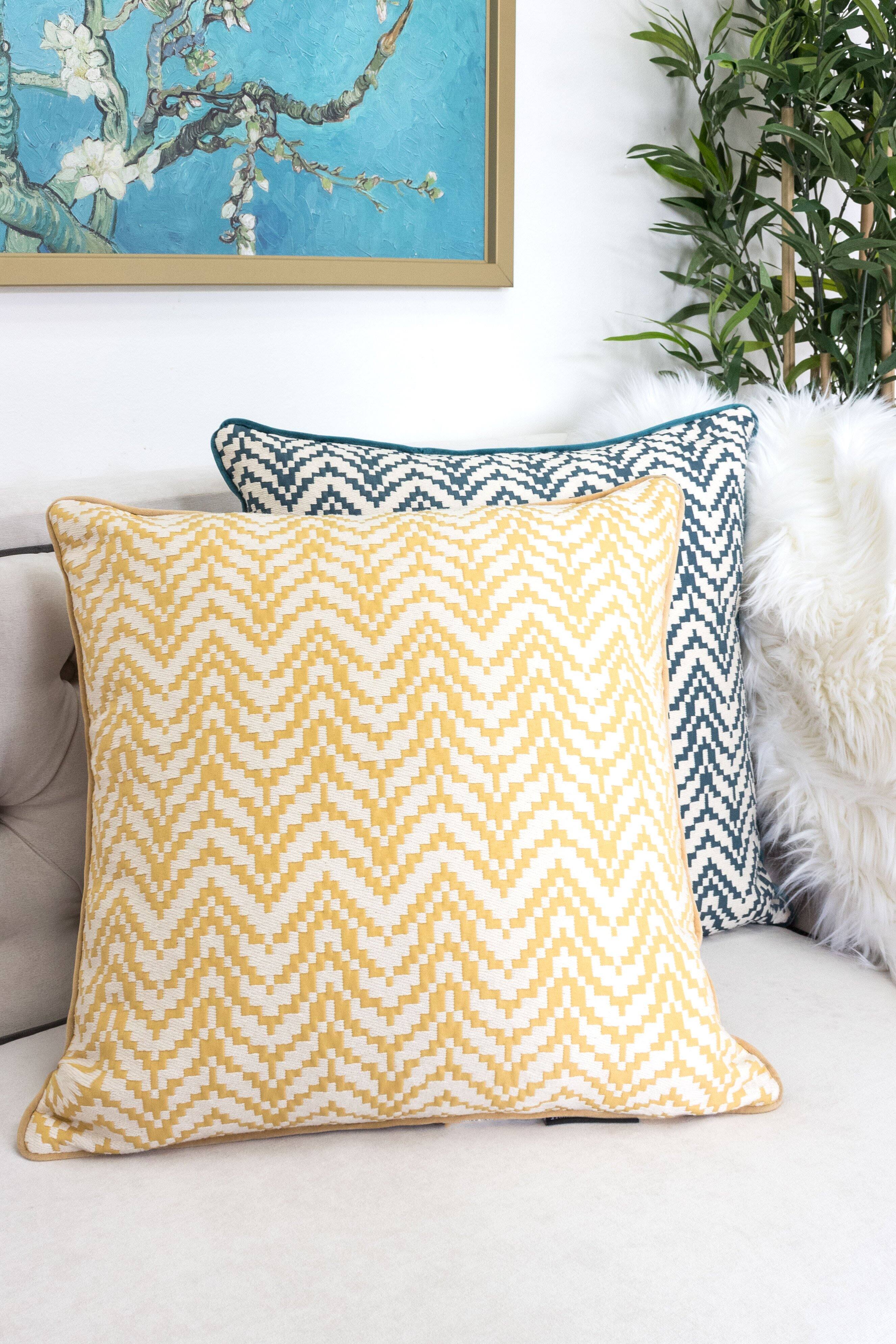 Left. LuXeo - Chevron Indoor Throw Pillow - GOLD.