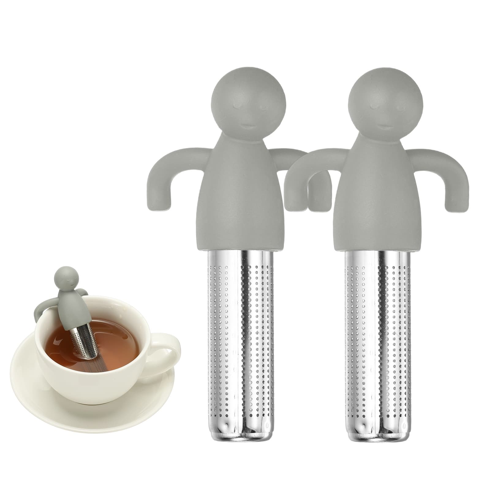 Unique Bargains - 2pcs Cute Tea Infuser, Stainless Steel Loose-Leaf Steeper w/ Silicone Handle, Reusable Coarse Mesh for Teacups Teapots - Light Gray price history on PriceWatchPro