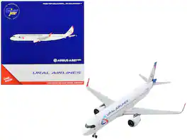 Airbus A321neo Commercial Aircraft "Ural Airlines" White with Blue Tail 1/400 Diecast Model Airplane by GeminiJets - White , Blue