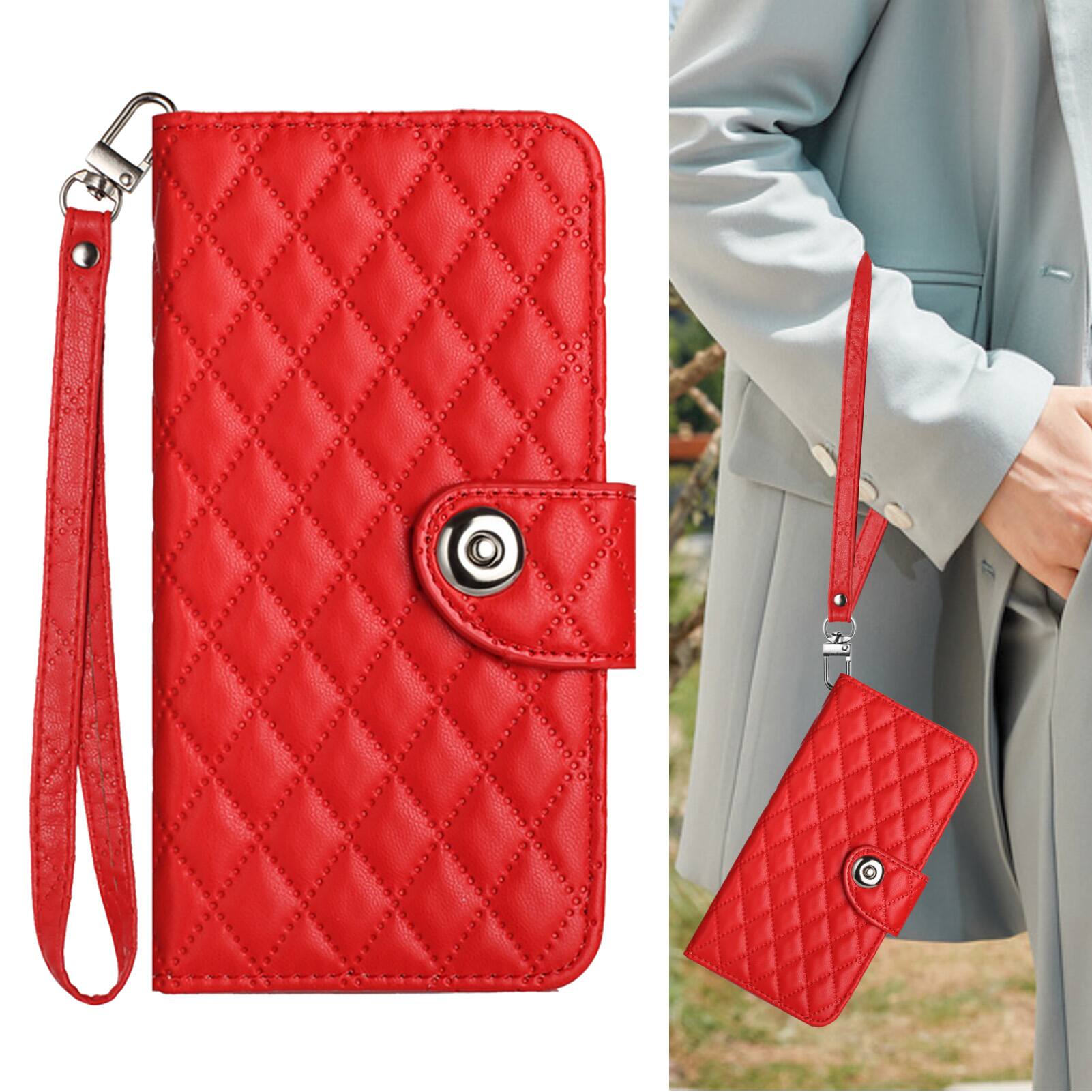 Alt View 3. Dteck - for Samsung Galaxy A37 5G PU Leather Wallet Case,7-Card Holder Slots TPU Inner Cover Stand Folio Flip Case+Lanyard - Red.