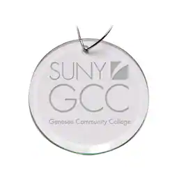 Jardine - SUNY Genesee Community College Team Logo 3'' Round Glass Ornament - Multicolor