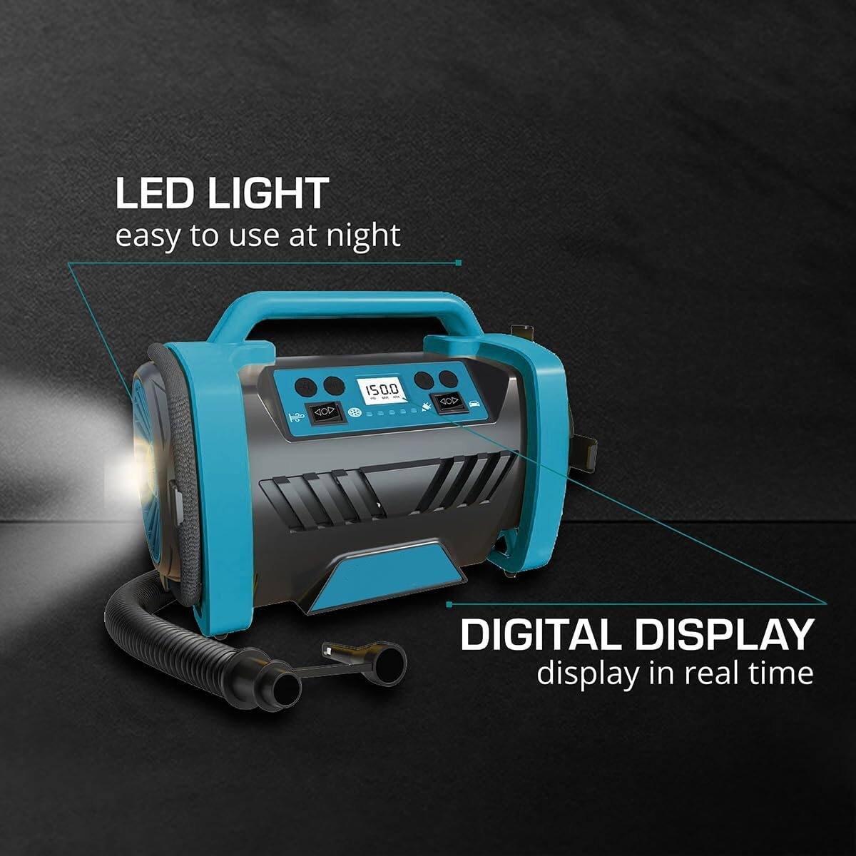 LED LIGHT  
easy to use at night  

DIGITAL DISPLAY  
display in real time