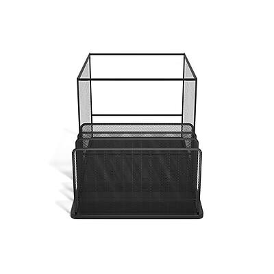 Front. TRU RED - TRU RED™ 4-Compartment Wire Mesh File Organizer, Matte Black (TR57536) - Matte Black.