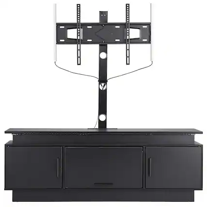 Front. Glintex - Adjustable Height TV Stand w/ Mount, 52" Floor TV Stand Entertainment Console for Up to 75" TVs w/ Storage Shelves - Black.