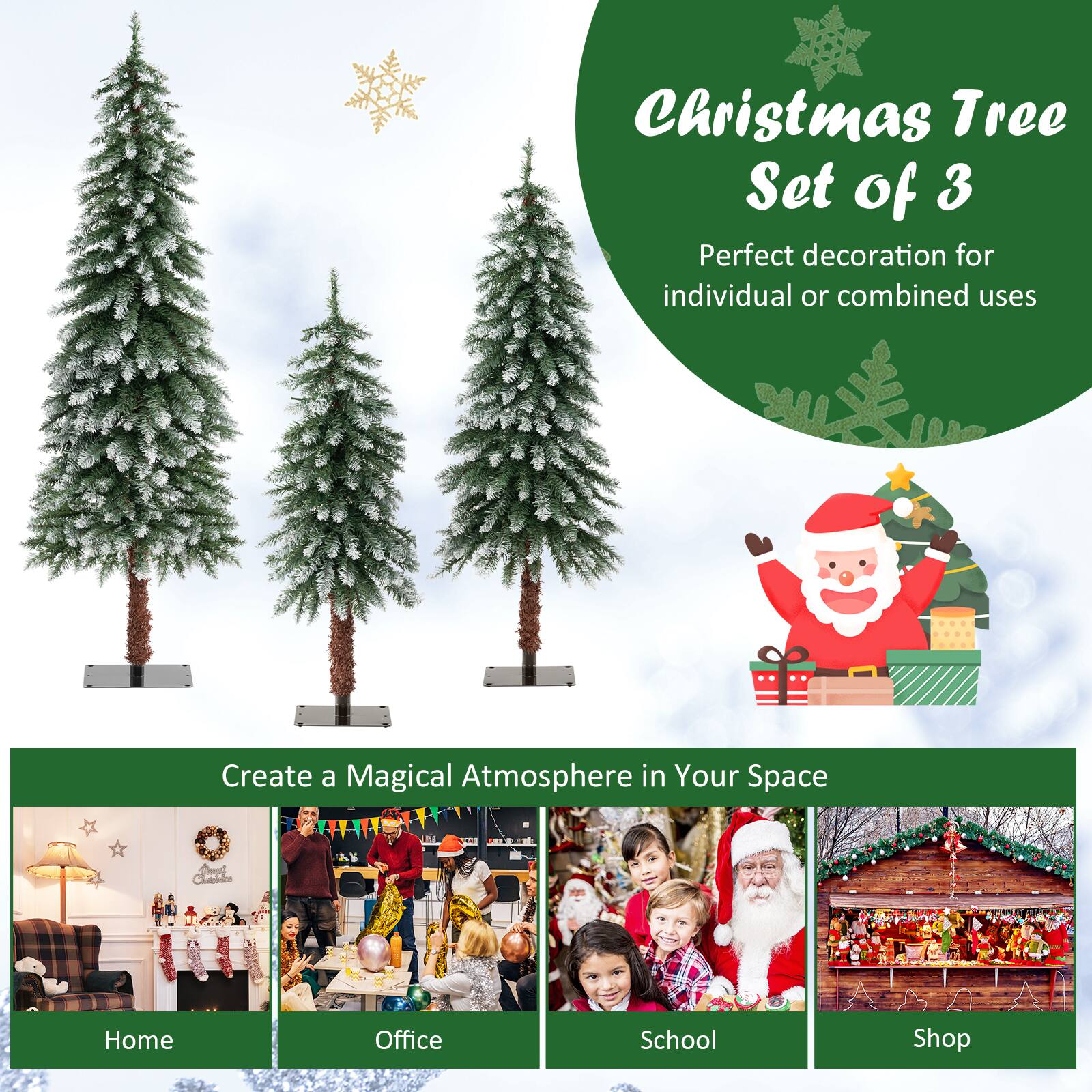 Christmas Tree Set of 3: Perfect decoration for individual or combined uses. Create a magical atmosphere in your space.