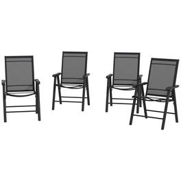Resenkos - 4-Pack Folding Chairs, Sturdy Metal Armrest Dining Seats, Perfect for Outdoor Patios & Gardens - Black
