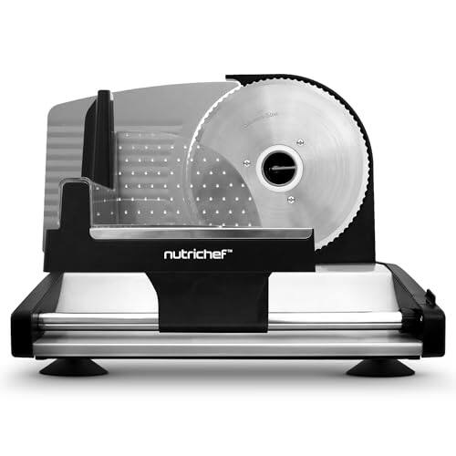 Front. NutriChef - Nutrichef Electric Meat Slicer - 200W Automatic Meat, Deli & Bread Slicer (Black).