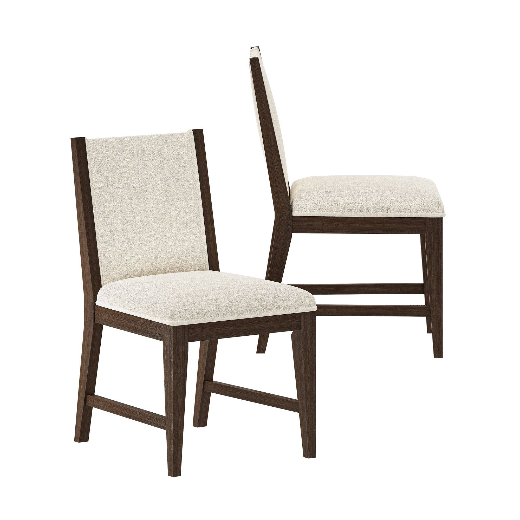 Alt View 1. Plank+Beam - Sereno Dining Chair (2 pack)||Walnut/Ivory Cushion - Walnut/Ivory Cushion.