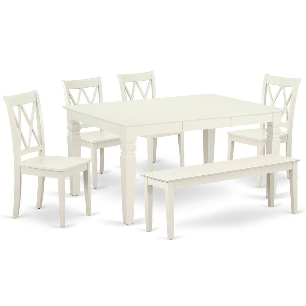 Back. East West Furniture - Dining Room Set Linen White - Brown.
