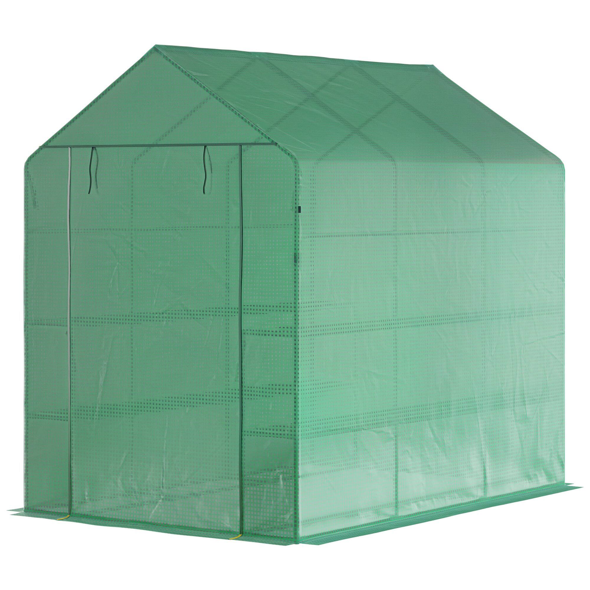 Outsunny - 7' x 5' x 6' Walk-in Greenhouse for Outdoors with Mesh Door, 18 Shelf Hot House with Trellis, Plant Labels price history on PriceWatchPro