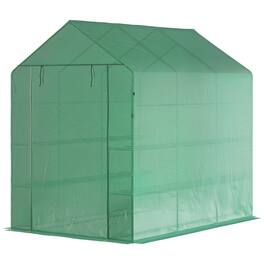 Outsunny - 7' x 5' x 6' Walk-in Greenhouse for Outdoors with Mesh Door, 18 Shelf Hot House with Trellis, Plant Labels