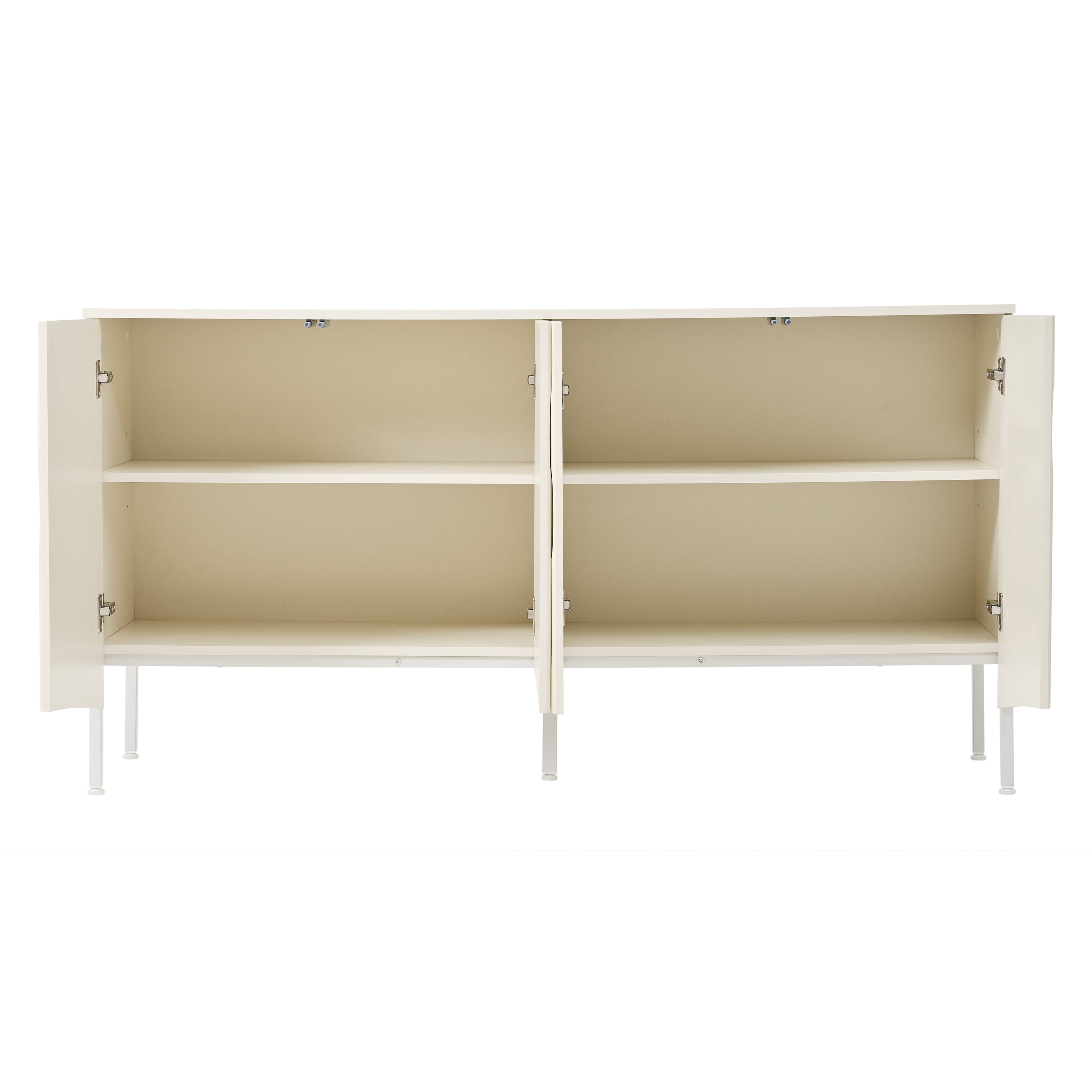Alt View 8. Boyel Living - Elegant 4-Door Sideboard with Curved Doors and Metal Legs - Beige.