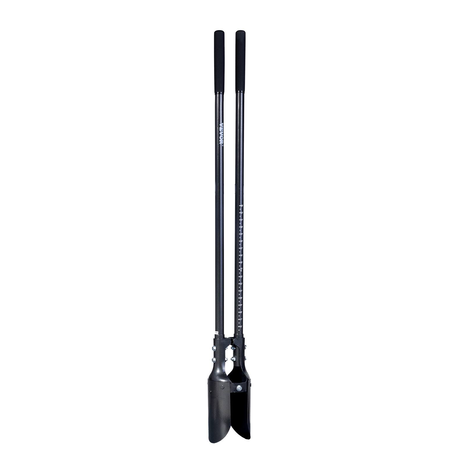 Alt View 5. VEVOR - Post Hole Digger, Heavy Duty Post Hole Digger with Carbon Steel Handle, Manual Hole Digger with Scale Markings - Black.