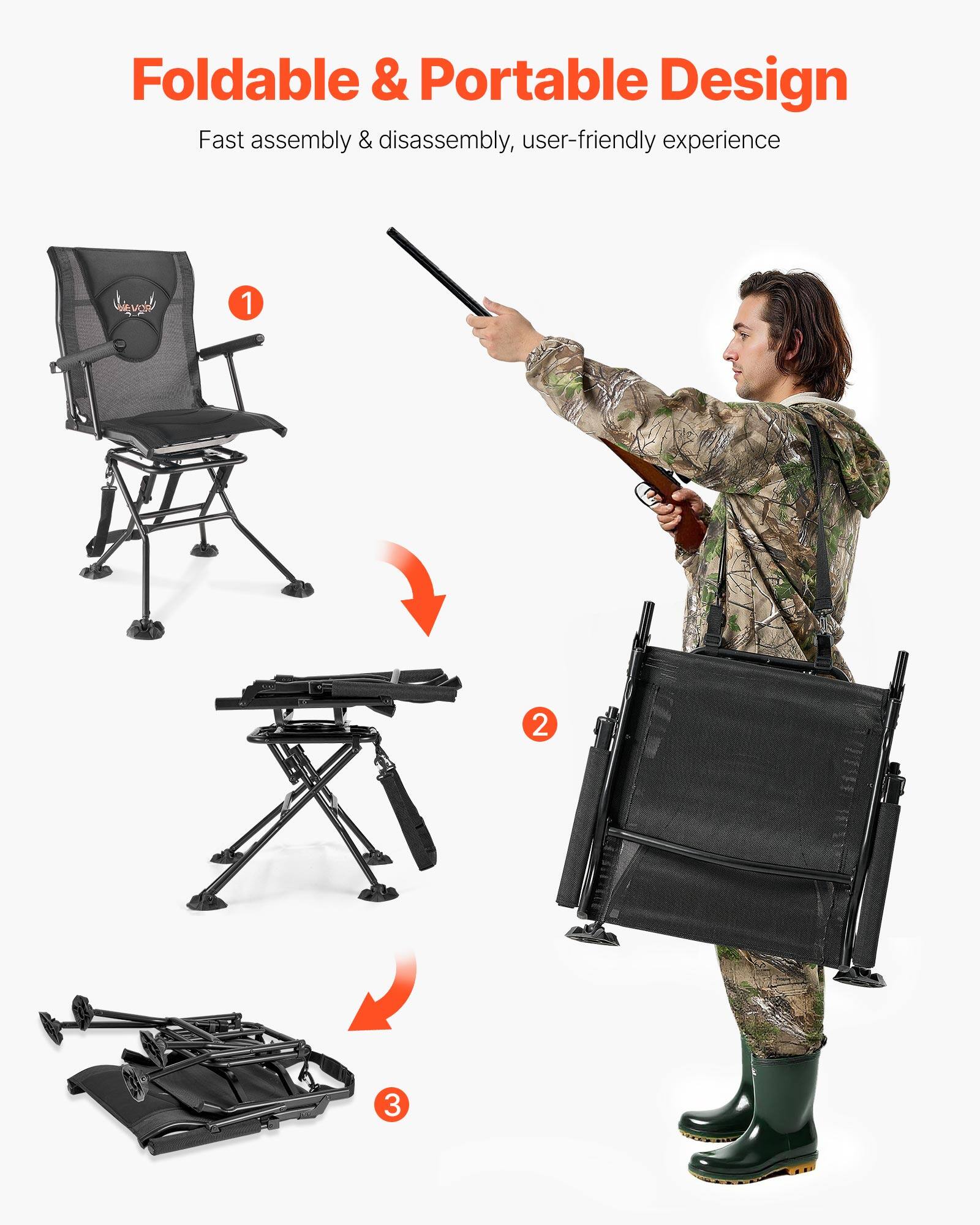 Foldable & Portable Design  
Fast assembly & disassembly, user-friendly experience