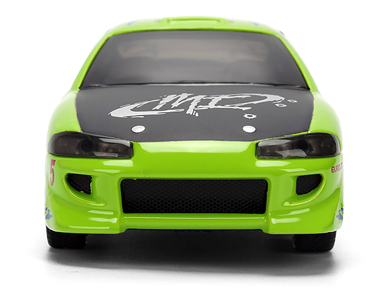 Alt View 5. Jada - Brian's Mitsubishi Eclipse Green with Graphics (Damaged Version) "25 Years of Fast & Furious" 1/32 Model Car by Jada.