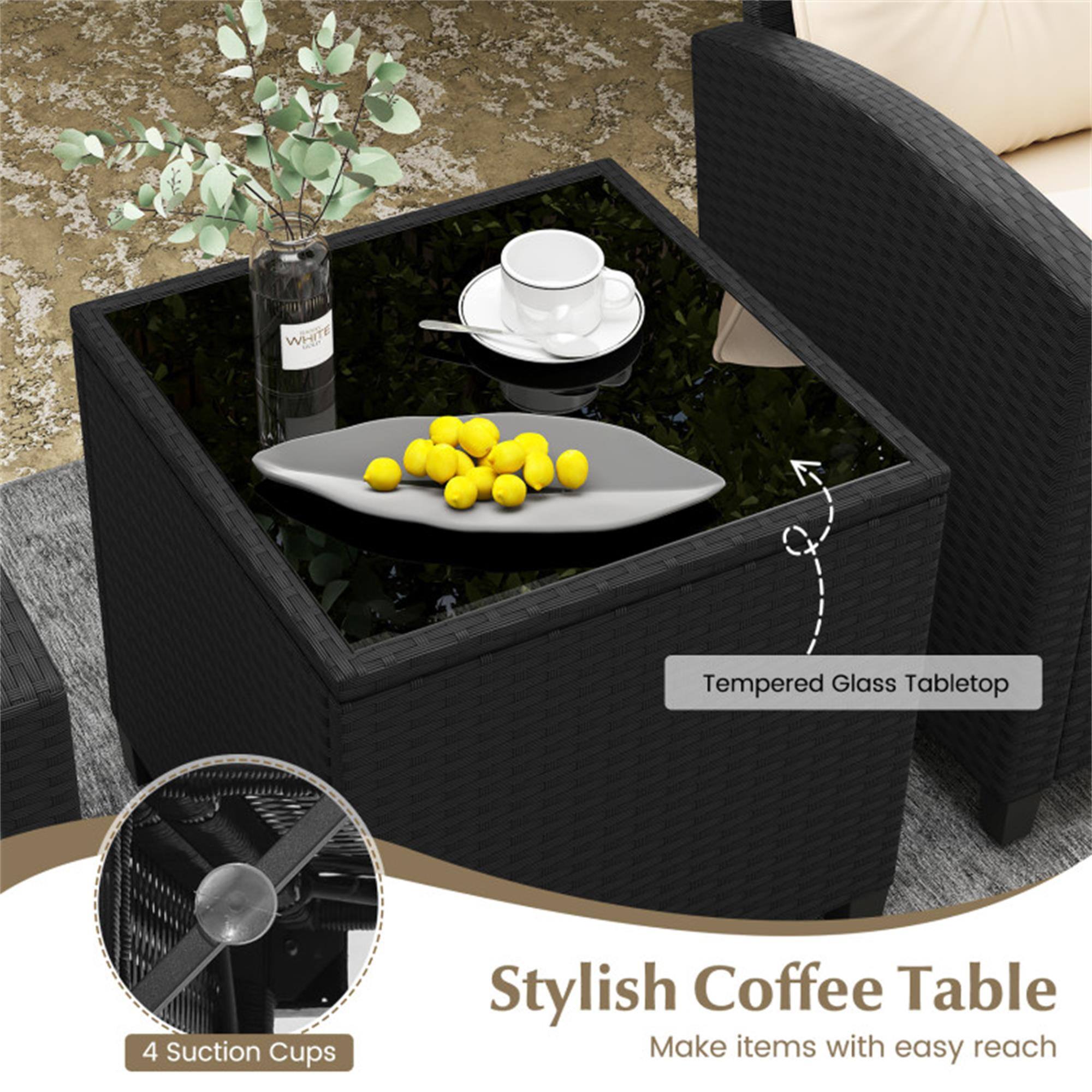 WHITE 7 Tempered Glass Tabletop 4 Suction Cups Stylish Coffee Table  
Make items with easy reach
