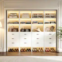 Aheaplus - 4-Pack 96" Closet Bundle: 3 Rods & Drawers per Unit, Space-Saving 5-8FT Adjustable Organizer,Ships in 4 packages - White