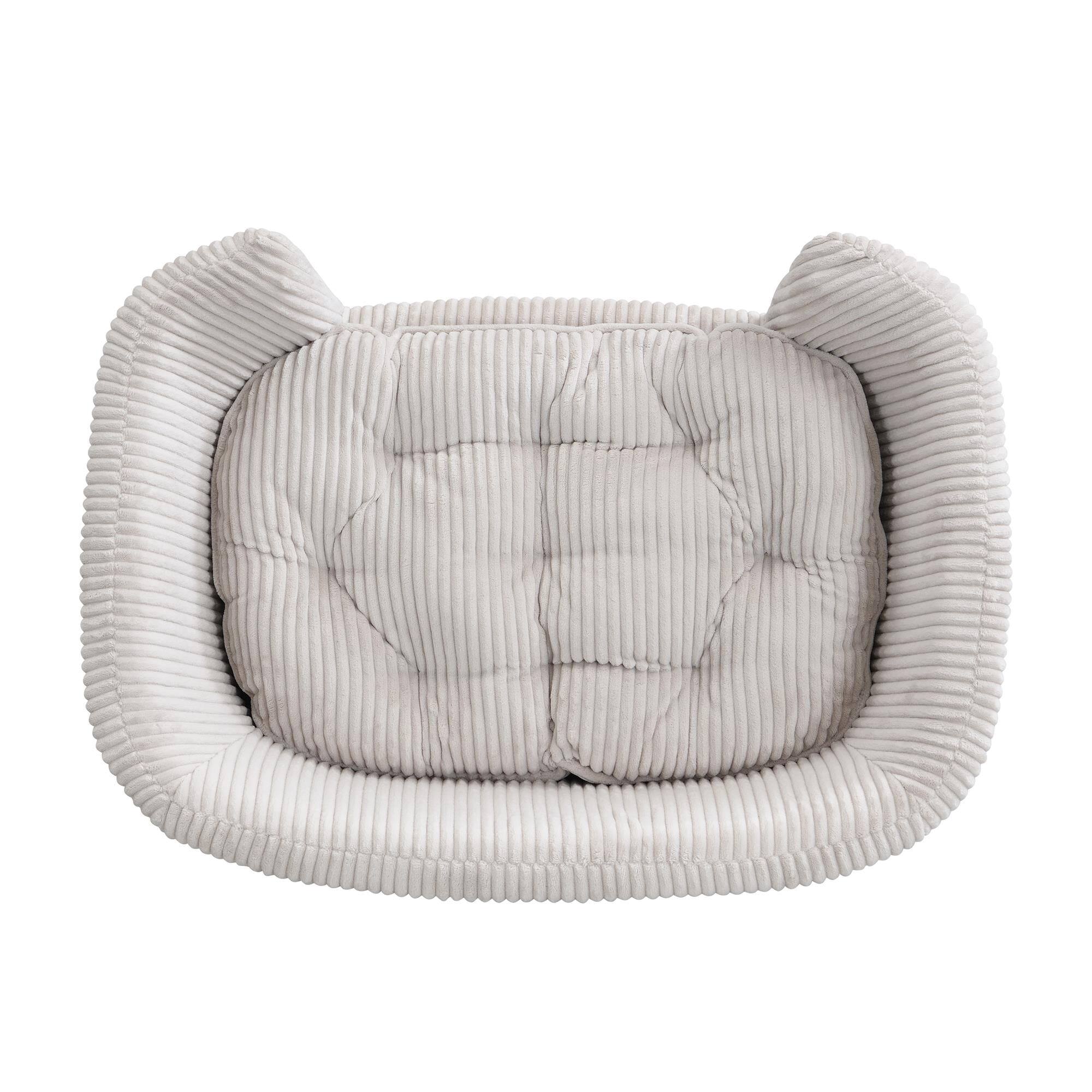 Back. Pefilos - 30" Dog Couch Furniture, Wide Pet Sofa for Medium Dogs, Pet Couch Lounging Dog Bed with Anti-Slip Bottom - Beige.