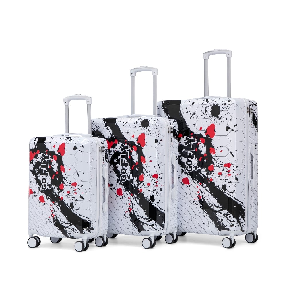 Ropilly - 3 Piece Luggage Set Hard Shell Suitcase PC Luggage - Black