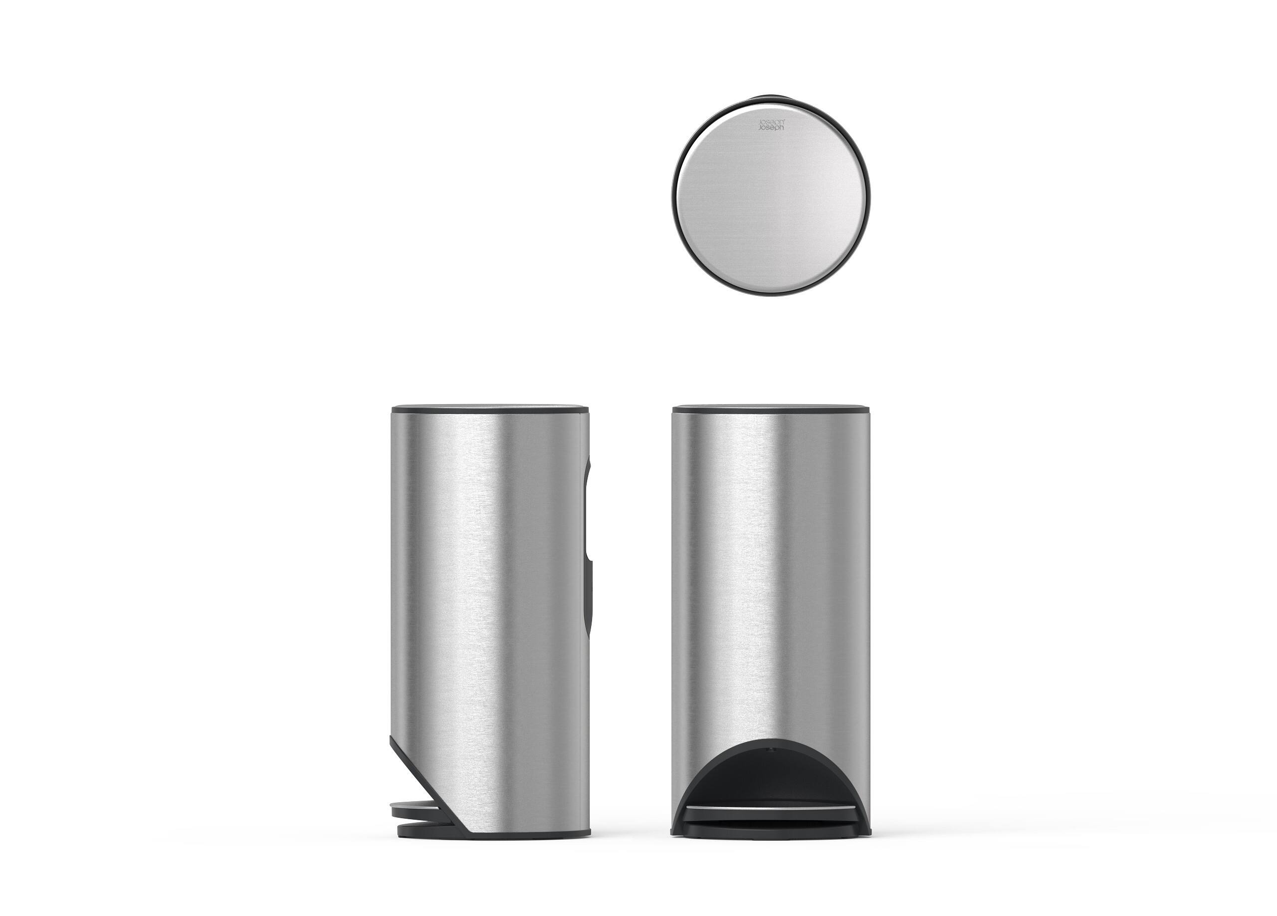 Alt View 4. Joseph Joseph - Arc 30-liter Easy-push Pedal Trash Can - Stainless Steel.