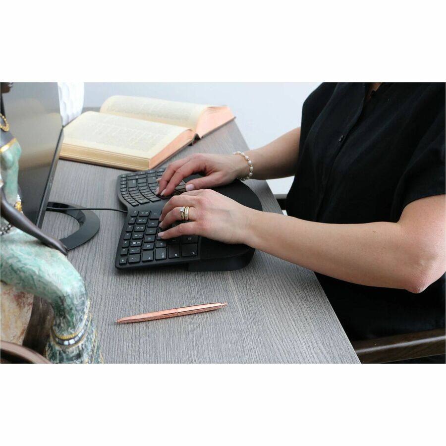 Alt View 4. Matias - Matias Sculpted Ergonomic Wired Keyboard for PC - Cable Connectivity - USB Type C Interface - Windows - PC - Scissors - Black.